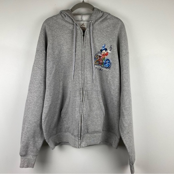 Disney Parks 2016 Full Zip Heather Gray Hoodie, Size Large - Picture 1 of 9